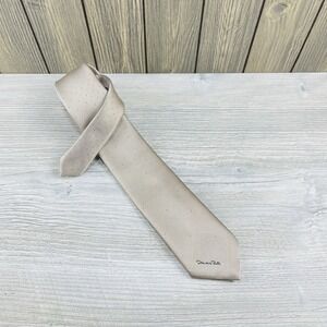 Oscar De La Renta Neck Tie Spellout Name Logo Polka Dot Silk Blend Made In USA